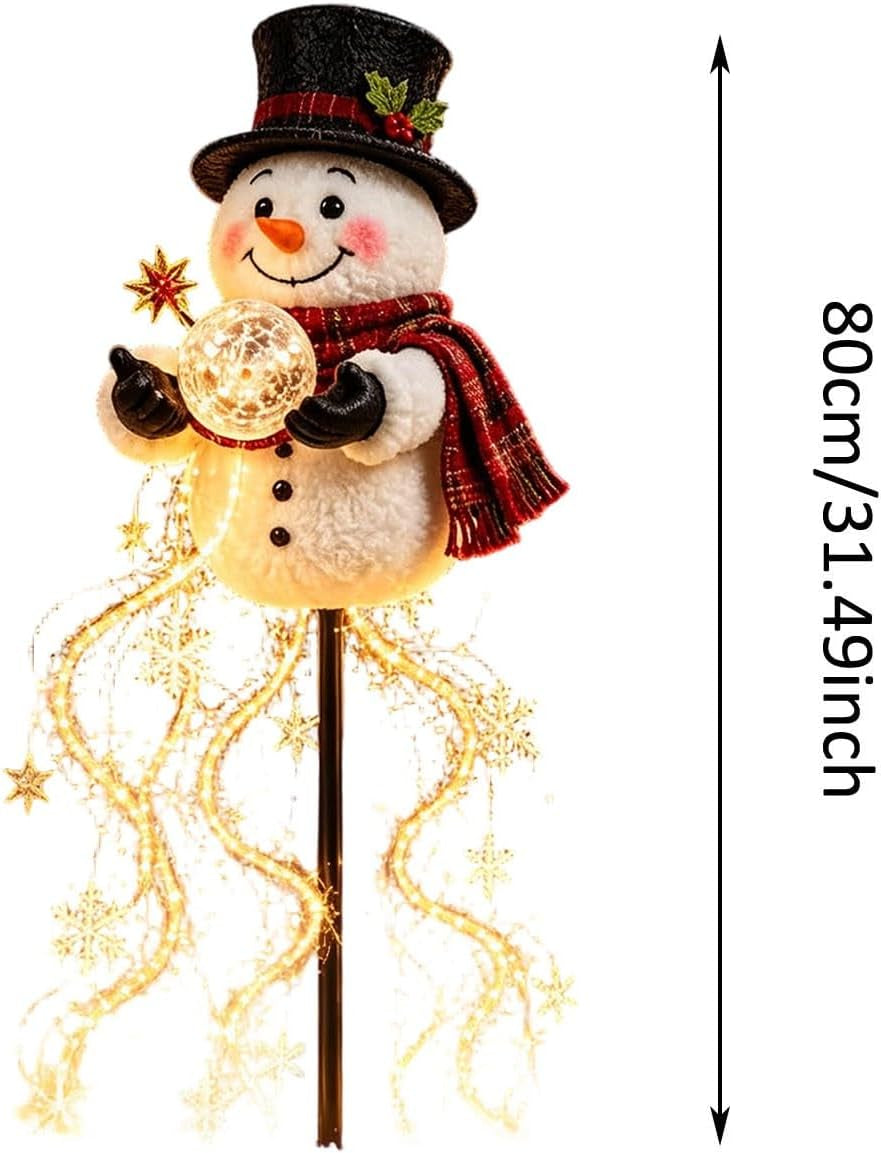 Christmas Decorations, Snowman Magic Fountain Flowing Snowflake Outdoor Christmas Lights with Cascading Stars Light for Garden Porch