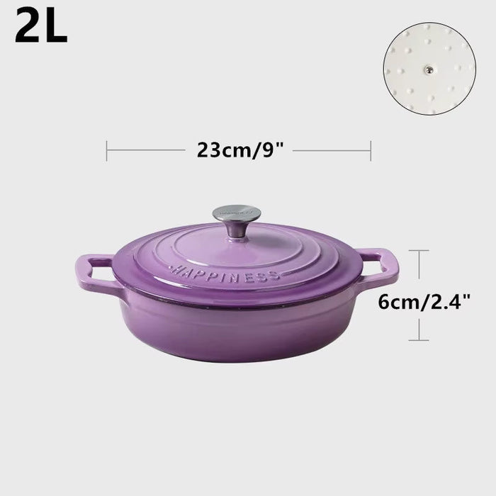 23Cm Enameled Cast Iron Dutch Oven 2 Quart Heavy Soup Pot Casserole Dish for Bread Baking and Stew Kitchen Nonstick Braised Pot