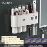'-Magnetic Adsorption Inverted Toothbrush Holder Wall -Automatic Toothpaste Squeezer Storage Rack Bathroom Accessories