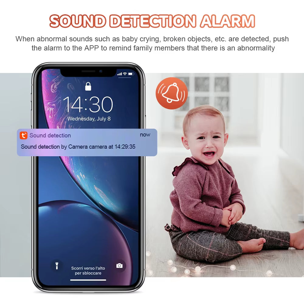 Tuya Smartlife App Baby Monitor Detect Temperature 1080P Mini IP Wifi Built-In Lullaby CCTV PZT Babyphone Baby Camera