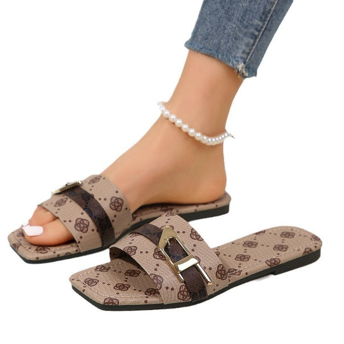 Women's Flat Letter Cloth Slippers