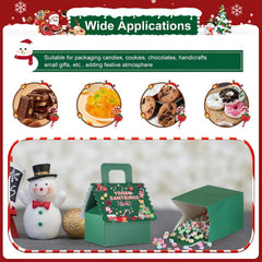 20PCS Christmas Party Gift Box Small Favour Boxes Wedding Sweet Candy Treat Cake Boxes for Guests Presents Birthday Xmas Chirstmas Gift Packaging Advent Calendar DIY (Green, Large Gift Box)