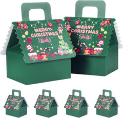20PCS Christmas Party Gift Box Small Favour Boxes Wedding Sweet Candy Treat Cake Boxes for Guests Presents Birthday Xmas Chirstmas Gift Packaging Advent Calendar DIY (Green, Large Gift Box)