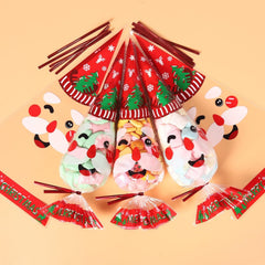 100 Pack Christmas Sweet Cone Bags, Clear Cellophane Candy Treat Bags with 100 Red Twist Ties, 16 X 30Cm/6.3 X 12 Inches, Christmas Occasion