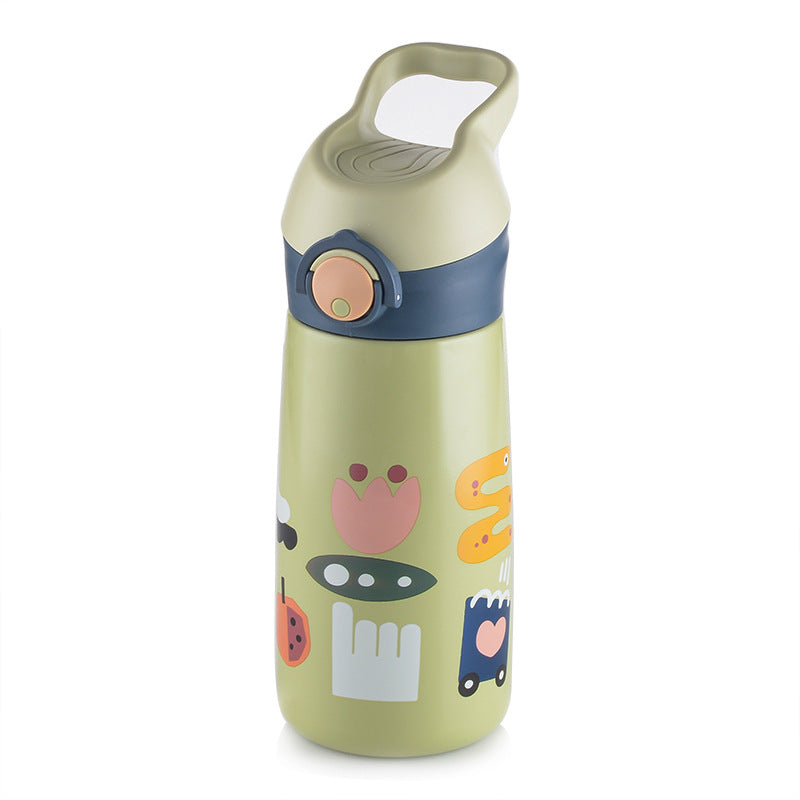Cartoon-style Portable 16-oz Stainless Steel Straw Cup For Kids