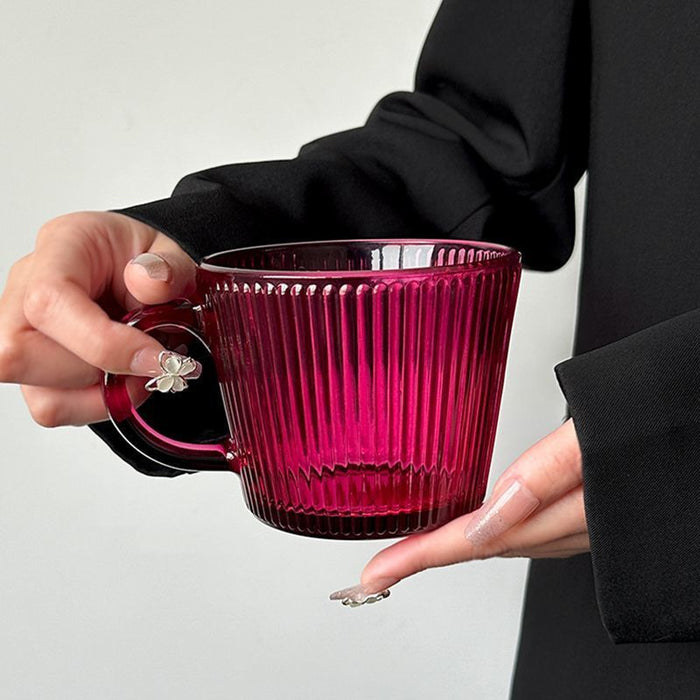 Rose Red Glass With Handle Good-looking Household Beverage Water Cup