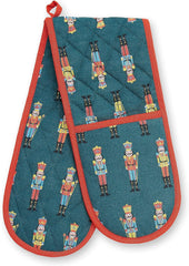 Kitchen Christmas Nutcracker Cotton Double Oven Glove Green