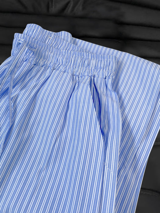 Blue Idle Style Vertical Striped Sweatpants
