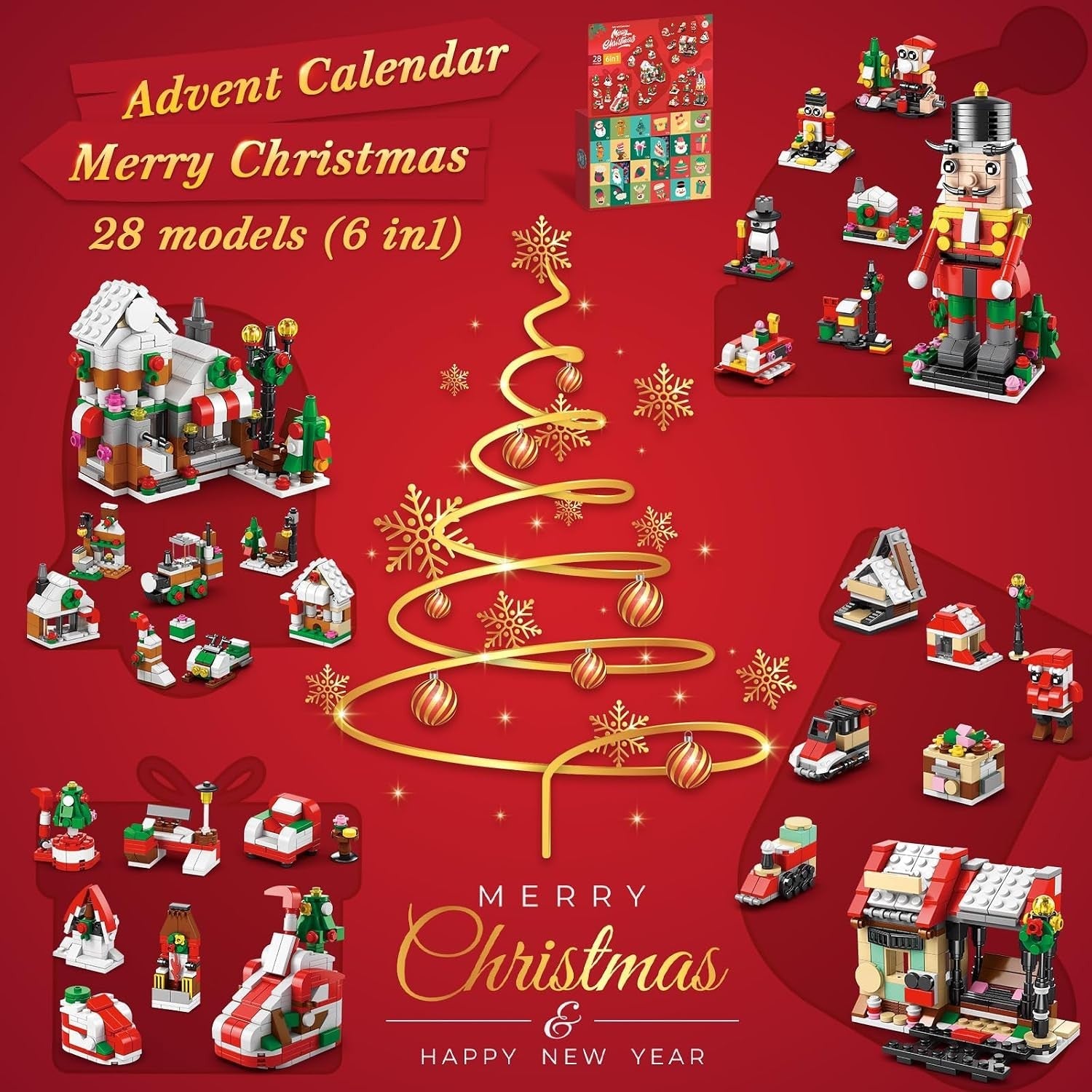 24 Days Countdown Christmas Advent Calendar Kids Building Blocks Toys Gift Boxes