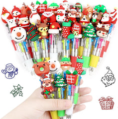Christmas Multicolour Ballpoint Pens, 30PCS 4 Colours, Xmas Mini Retractable Pens for Kids Novelty Pens for Class Reward Gifts Party Bag Fillers