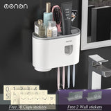 '-Magnetic Adsorption Inverted Toothbrush Holder Wall -Automatic Toothpaste Squeezer Storage Rack Bathroom Accessories