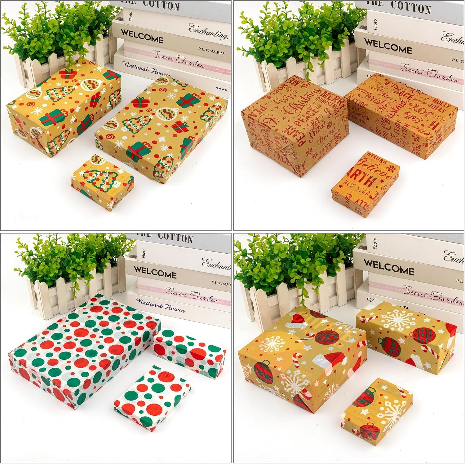 Christmas Tissue Paper - 24 Large Sheets 20X27.5 Inch (50X70Cm), Xmas Tissue Paper for Wrapping Gifts & Packaging