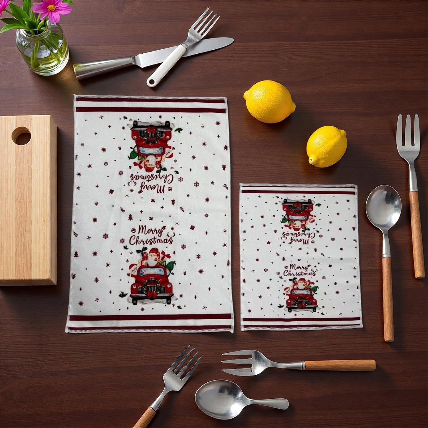 5PCS Christmas Tea Towels,Christmas Tea Towels for Kitchen, Winter Absorbent Dish Towel Housewarming Animal Decorative Hand Towel for Dining Home, Kitchen Decor (30 * 36Cm)