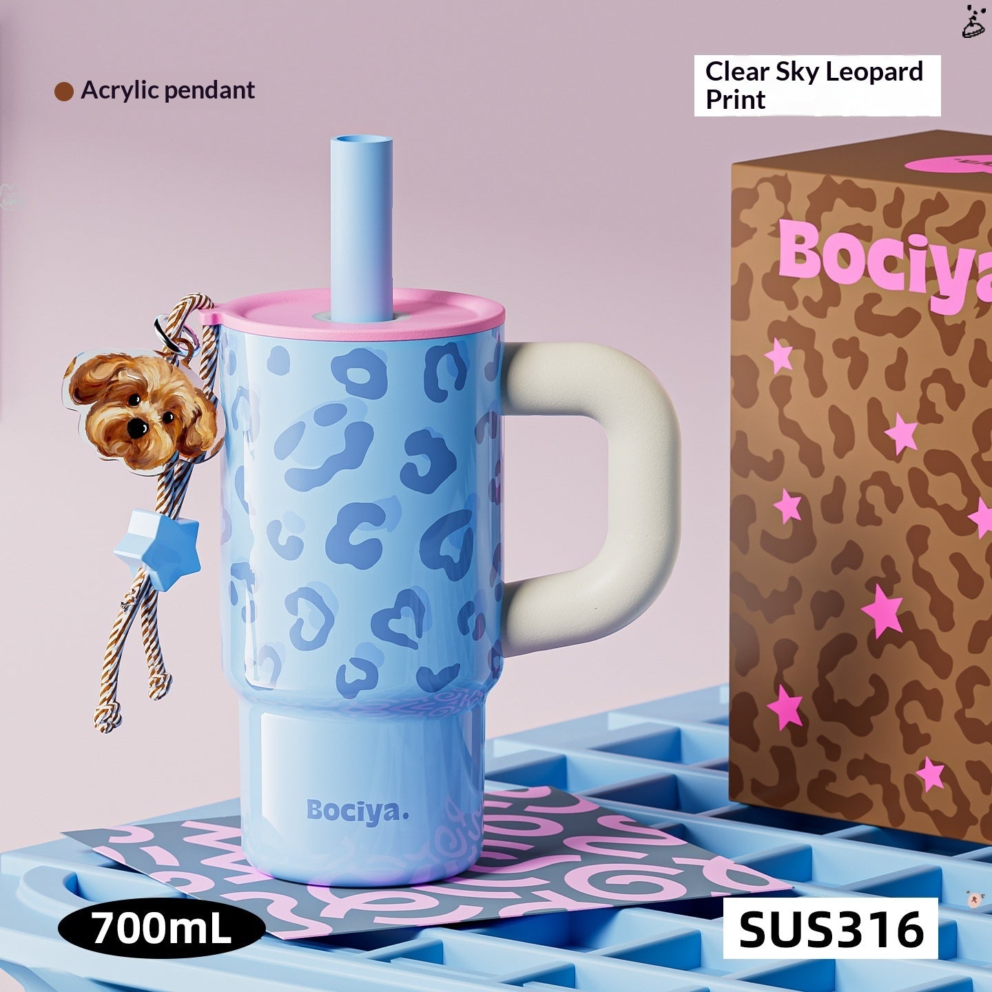 Cute New Portable Car Water Bottle With A Straw