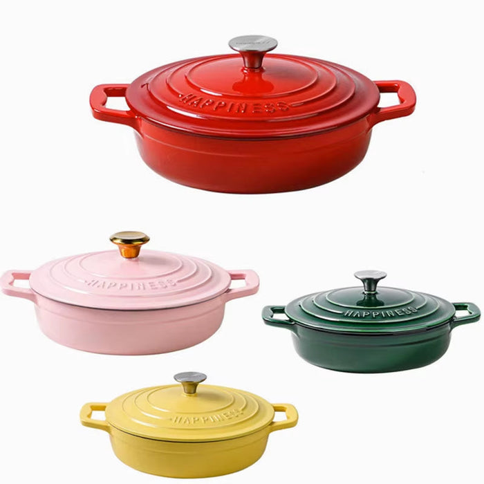 23Cm Enameled Cast Iron Dutch Oven 2 Quart Heavy Soup Pot Casserole Dish for Bread Baking and Stew Kitchen Nonstick Braised Pot