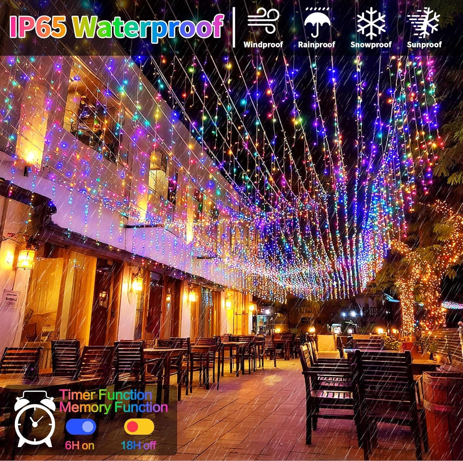 3 In1 Icicle Outdoor Christmas Lights, 20+5M/82Ft 660 LED Outdoor Fairy Light Plug In, Waterproof String Lights with 8 Modes and Dimmable for Porch, Deck, Garden, Backyard, Balcony Decorations