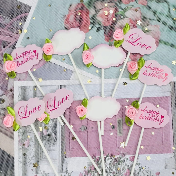 Birthday Cake Decoration Blank Writable Bowknot Flower