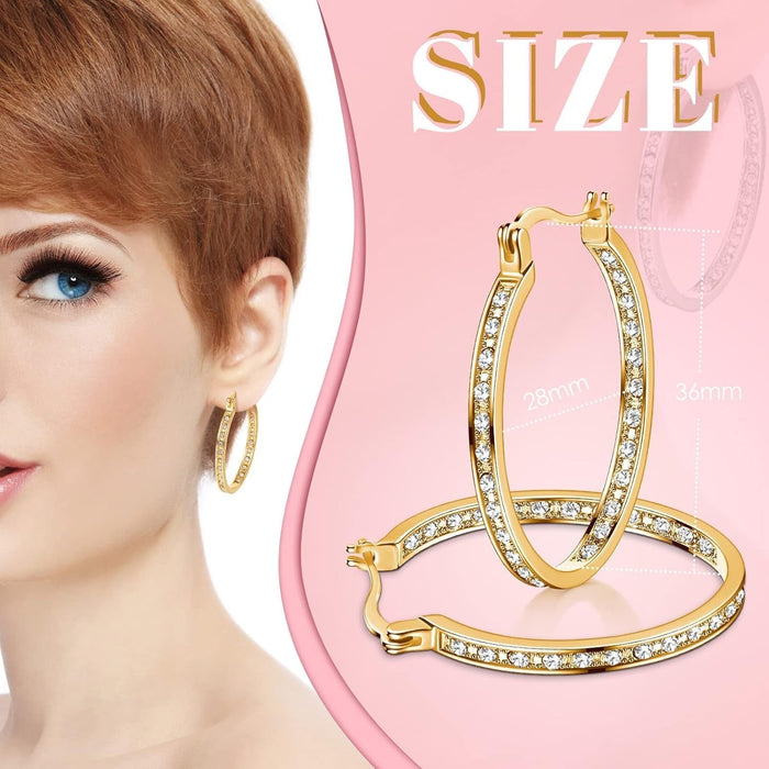 Diamond Hoop Earrings for Women Glitter Rhinestone round Earrings Crystal Hoop Earrings Loop Earrings for Women Cute Luxury Hoop Bling Earrings for Women