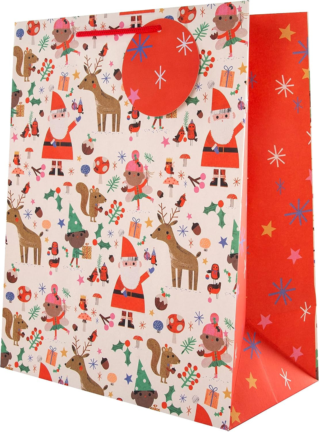 Gift Bags, Santa & Reindeer Designs, Large, 3-Pack, Christmas