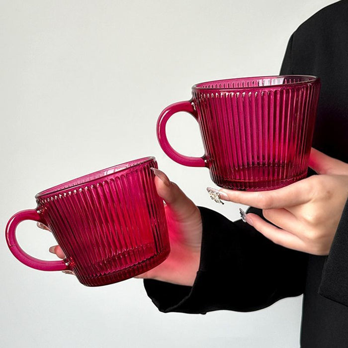 Rose Red Glass With Handle Good-looking Household Beverage Water Cup