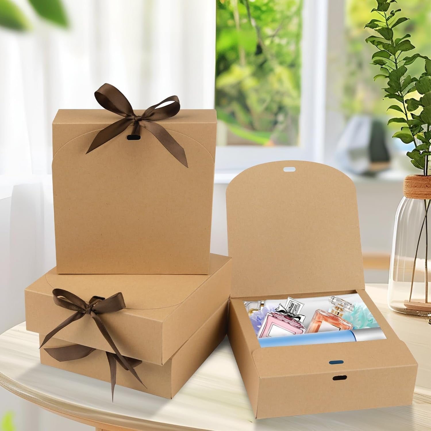 10 Pack Gift Boxes with Lids 16X16X5Cm Kraft Cardboard Gift Box Bridesmaid Proposal Box for Wedding Birthday Christmas Party Present
