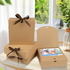 10 Pack Gift Boxes with Lids 16X16X5Cm Kraft Cardboard Gift Box Bridesmaid Proposal Box for Wedding Birthday Christmas Party Present
