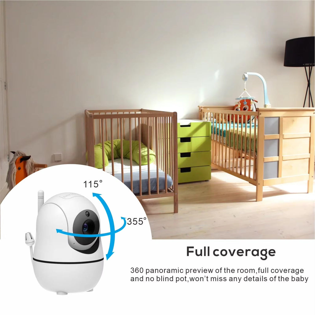 New 5 Inch Video Baby Monitor with Camera and Audio, 4X Zoom, 22Hrs Battery, 1000Ft Range 2-Way Audio Temperature Sensor Lullaby