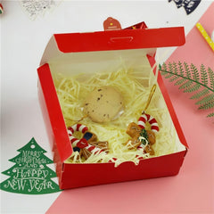 10 Packs 14X14X5Cm Red Merry Christmas Boxes with Lids, Gift Boxes, Xmas Party Favor Treats, Bakery, Gift Packaging