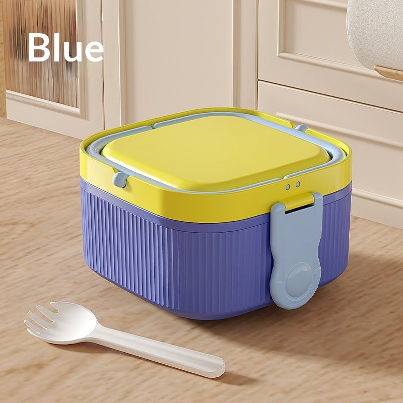 Childrens Portable Double-Layer Lunch Box With Handles For Picnics And Camping