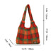 Women Lamb Wool Fluffy Handbag Large Capacity Plush Shoulder Bag Plaid Pattern Tote Bag Vintage Fashion Shopping Underarm Bag