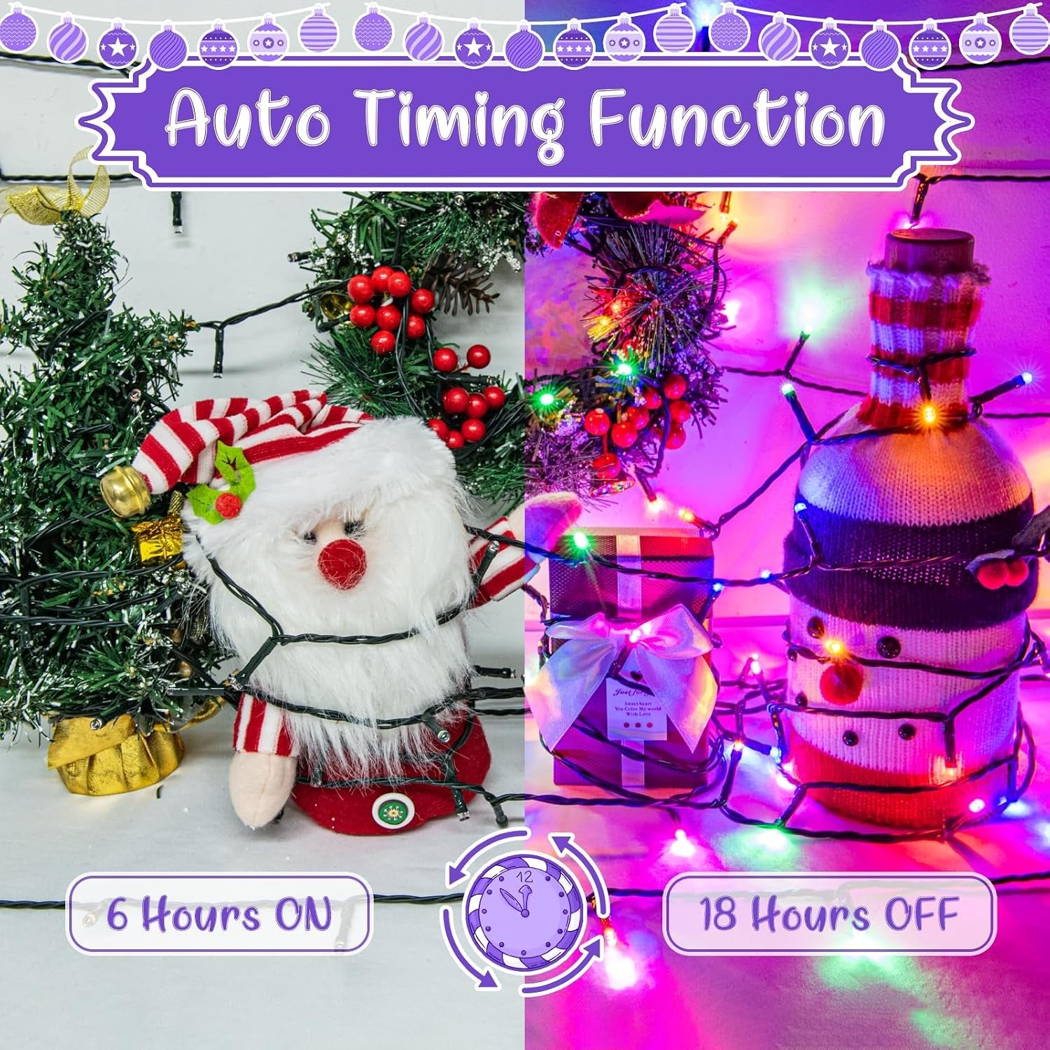 Fairy Lights Battery Operated 5M 50Leds 2Pack, Multicoloured Battery Fairy Lights with Timer, Waterproof for Garden Christmas Bedroom Indoor Outdoor Xmas Tree Decorations