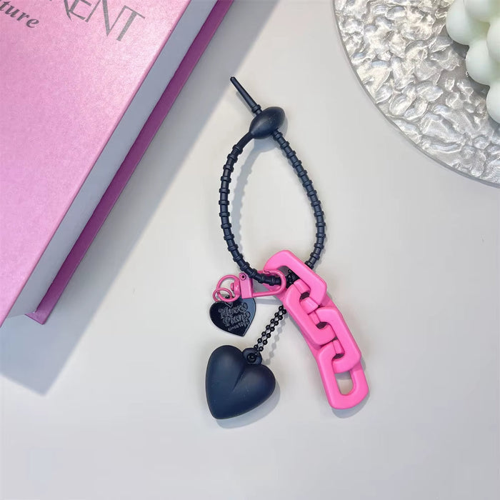 Plum Red Chain Balloon Dog Card Holder Keyring Women Featuring Spicy Girl Heart-Shaped Pink Bow Design Unique Trendy Bag