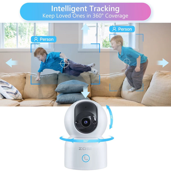 Indoor Pan/Tilt Smart Security Camera C518 2K 360 Degree Baby Pet Monitor 2.4G/5G Dual-Band Wifi Home Cam with Phone APP