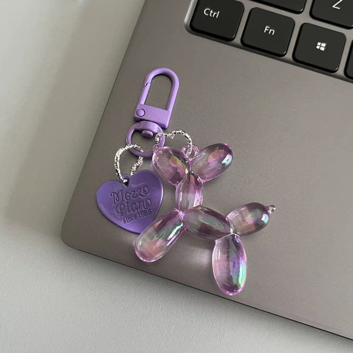 Bling Kawaii Cartoon Balloon Dog Keychain Key Ring for Women Men New Colorful Cute Bag Car Pendant Decoration Holder Accessories