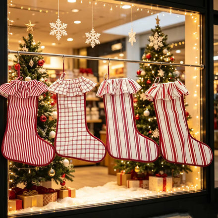 Retro Plaid Vertical-striped Christmas Decorative Stocking