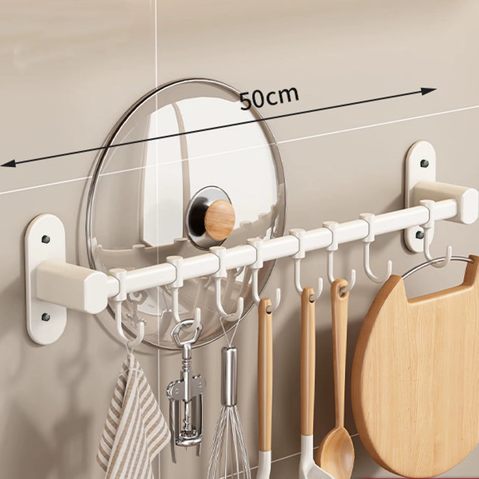 1 Piece Kitchen Facilities Storage Kitchen Pot Cover Knives and Other Kitchen Supplies Wall-Mounted Closet Rack with Hooks