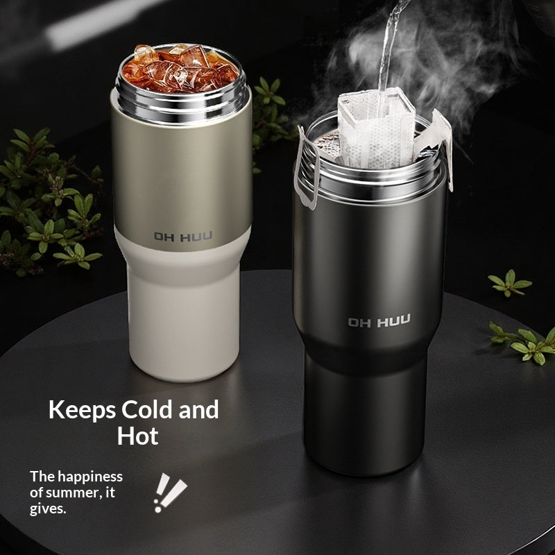 Car-mounted Double-straw Thermos Mug For Men And Women