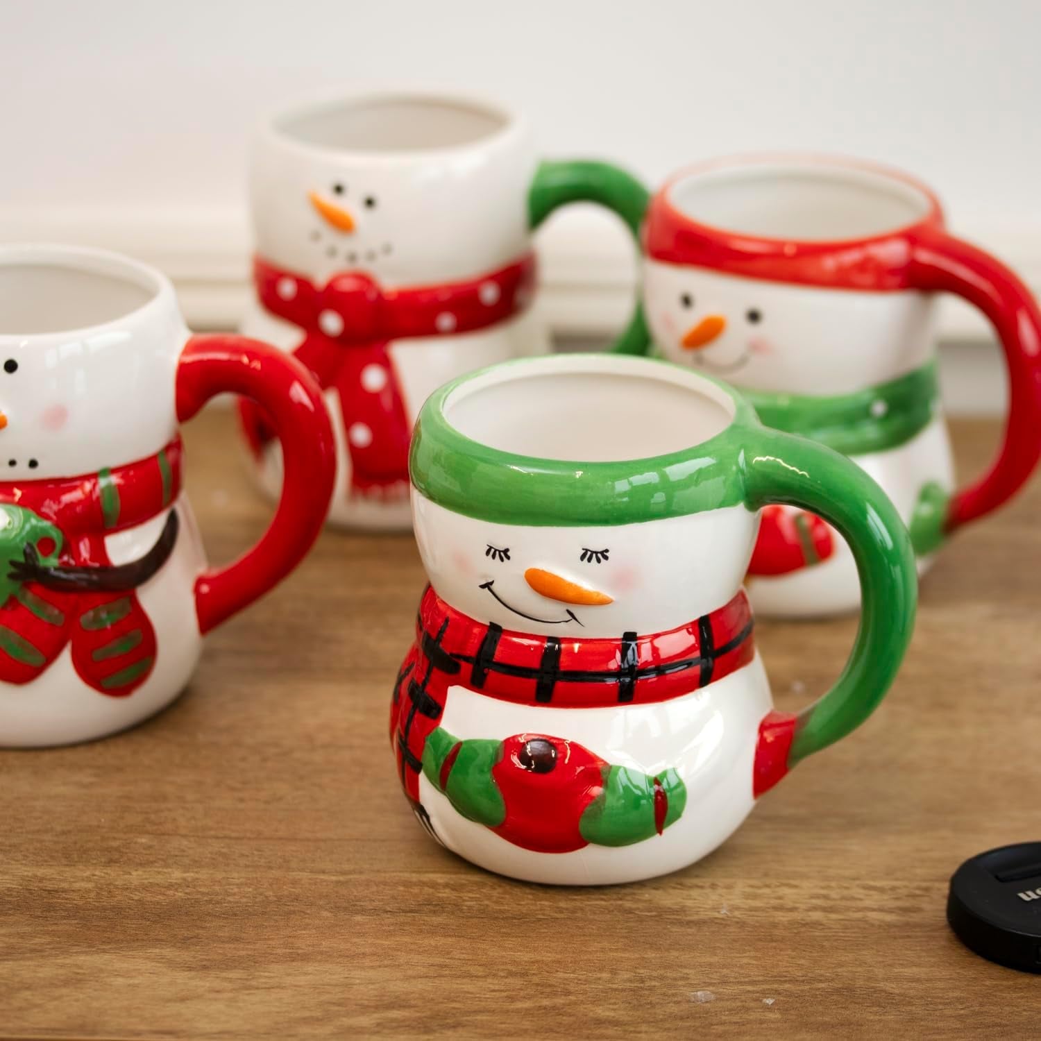 Set of 4 Christmas Snowman Mugs Ceramic Frosty Xmas Kitchen Tea Coffee Cups Gift