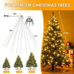 Christmas Tree Lights, 2M 12 Strands 300 LED Christmas Lights Indoor Outdoor with Remote/8 Modes/Timer/Dimmable, IP65 Waterproof Warm White Fairy String Lights for Xmas Tree Decor