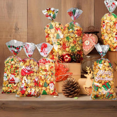 120 Pcs Christmas Cellophane Bags, Clear Treat Bags with Twist Ties