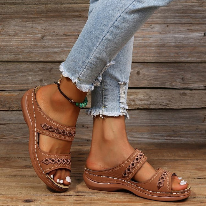 New One-word Slippers For Women Spring New Muffin Platform Slippers