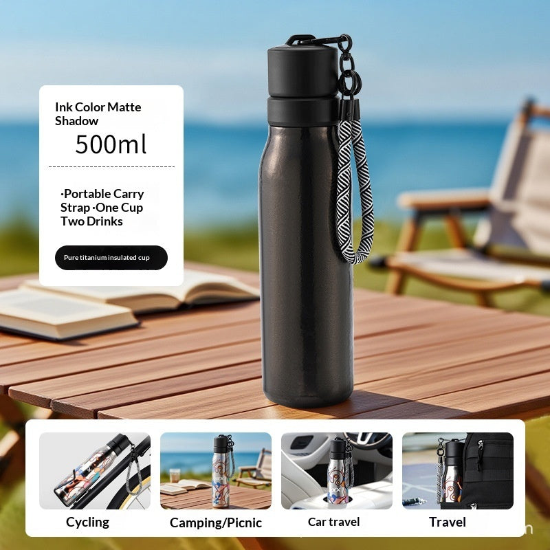 High-Style Pure Titanium Insulated Water Bottle For Outdoor Activities