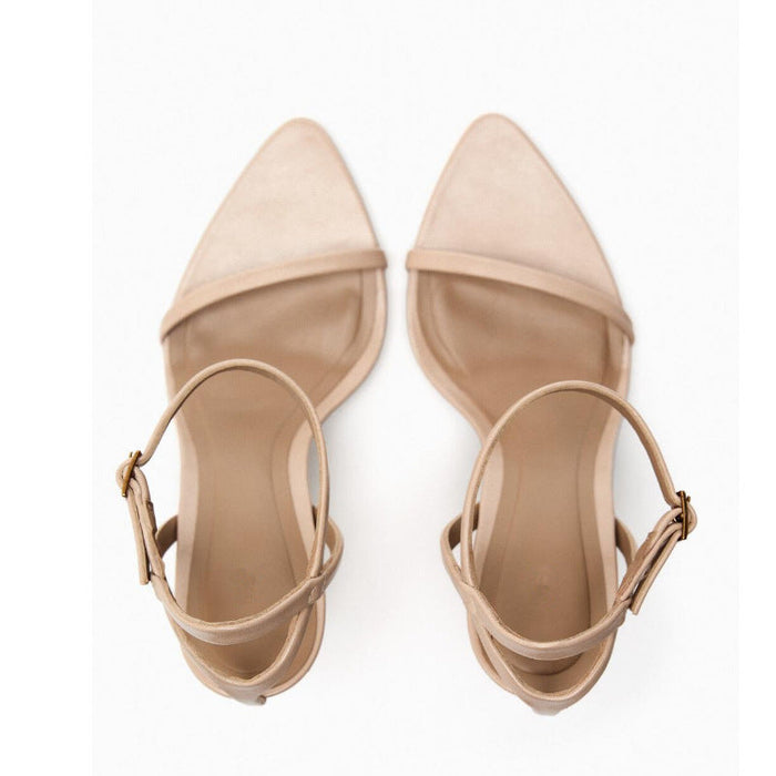 European And American Brown Strap Classy High Heels Pointed Toe Sexy