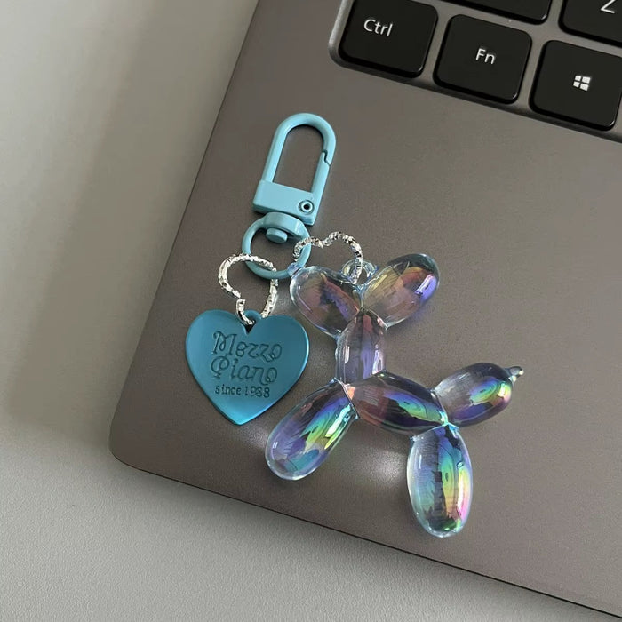 Bling Kawaii Cartoon Balloon Dog Keychain Key Ring for Women Men New Colorful Cute Bag Car Pendant Decoration Holder Accessories