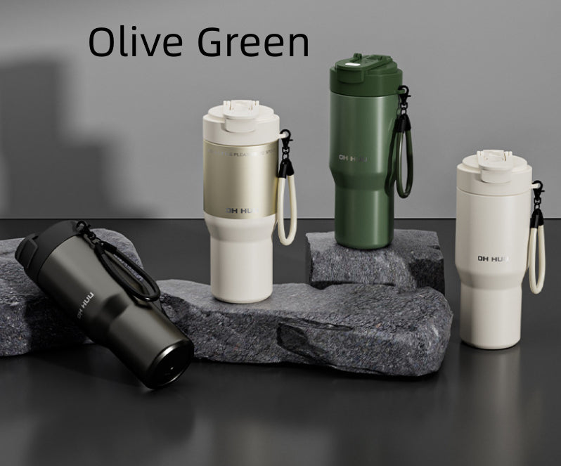 Car-mounted Double-straw Thermos Mug For Men And Women