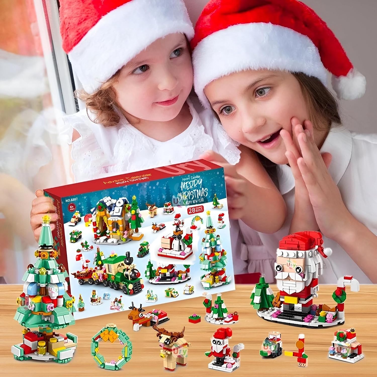 24 Days Countdown Christmas Advent Calendar Kids Building Blocks Toys Gift Boxes