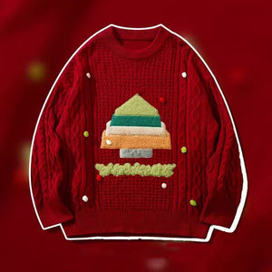 American Hiphop Creative Flocking Couple Christmas Sweater