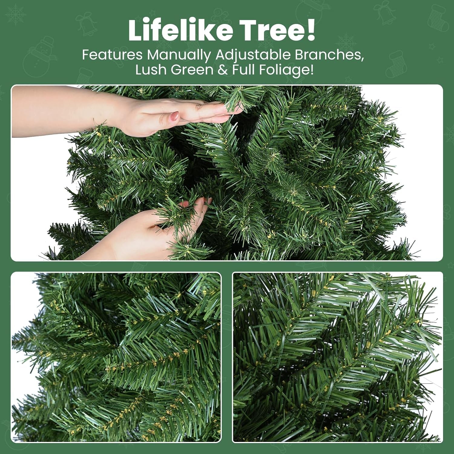 Christmas Tree 6FT – 800 Tips Full & Realistic Green Xmas Tree with PVC Branches, Metal Stand – Christmas Tree for or Home, Office, Shops and Hotels (180 Cm, Green)