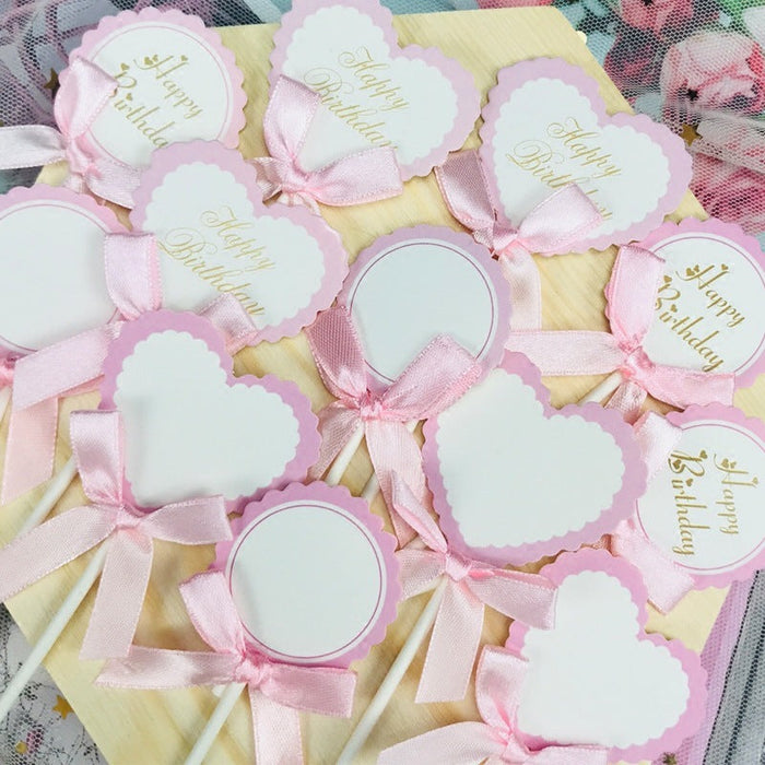 Birthday Cake Decoration Blank Writable Bowknot Flower