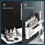 '-Magnetic Adsorption Inverted Toothbrush Holder Wall -Automatic Toothpaste Squeezer Storage Rack Bathroom Accessories